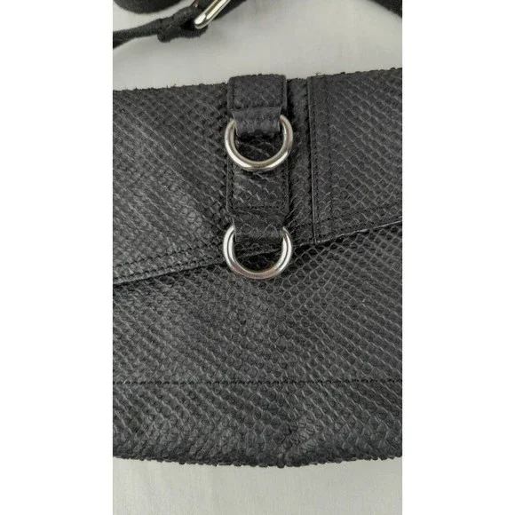 L.A.M.B By Gwen Stefani Black Leather Snake Print Crossbody Bag Voodoo Sash Saks - Picture 4 of 13